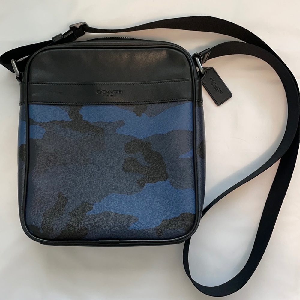 NWOT Coach Blue Camo Messenger Crossbody